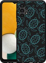 Hoesje Geschikt voor Samsung Galaxy A13 Zwart Schildpadjes