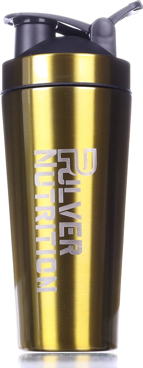 Goedkoopste Pulver® - RVS Shakebeker & Drinkfles - 1000 ml Proteïne en Eiwit Shaker - BPA Vrij - Shake Beker - Shaker – Goud