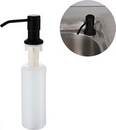 iBright Distributeur de savon encastrable bouteille 350ML - Acier inoxydable - Distributeur de savon - Plan de travail de cuisine intégré - Zwart mat