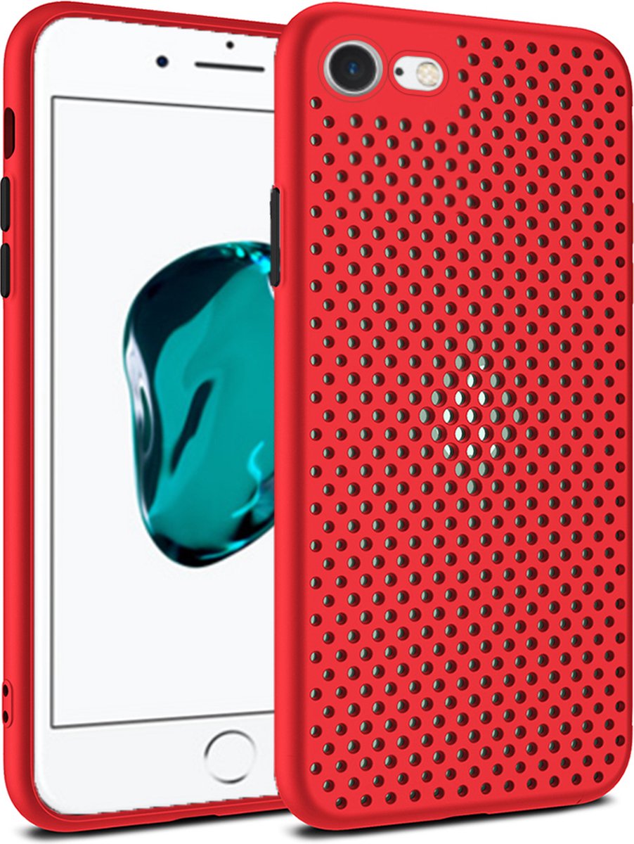 Smartphonica iPhone 6/6s siliconen hoesje met gaatjes - Rood geschikt voor iPhone 6/6s