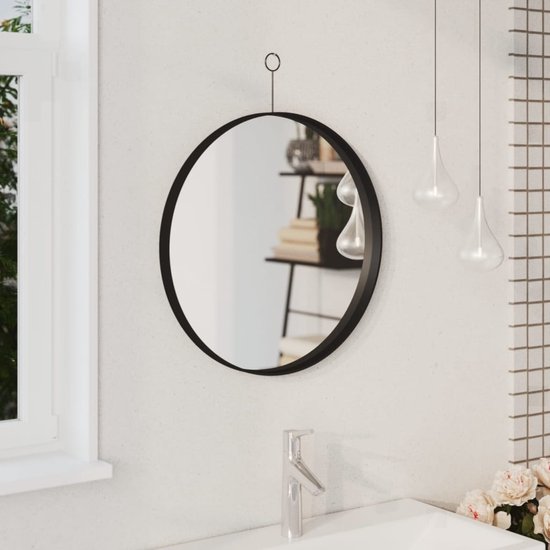 en.casa] Wandspiegel Enonkoski spiegel hangend met frame lijst zwart 90x60 cm hangspiegel badkamerspiegel hal