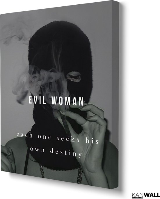 Tableau Acrylique Luxe Femme Maléfique | 100 x 150 | Salle de séjour | Chambre à coucher | Bureau | Musique | Design | Art | Moderne | ** 5 MM D'ÉPAISSEUR **