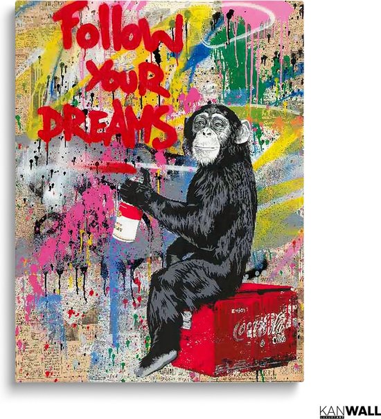 Peinture sur toile de Luxe Rêves de singe | 60 x 90 | Salle de séjour | Chambre à coucher | Bureau | Musique | Design | Art | Moderne | ** 4 CM D'ÉPAISSEUR ! EFFET 3D**