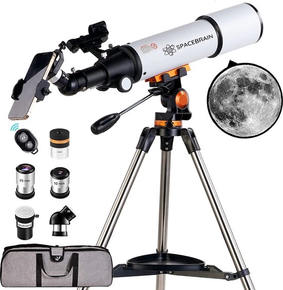 SPACEBRAIN 80/500 – telescoop – 80 mm – 500 mm – AZ-montage – 3 oculairs