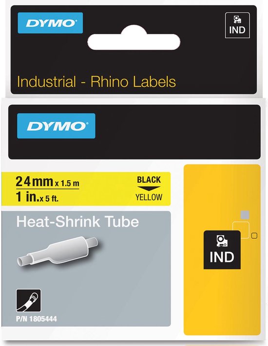 DYMO Rhino industriële HeatShrink Tubelabels 24 mm x 1,5 m zwarte