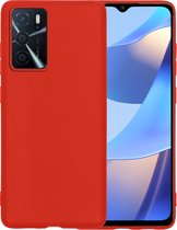 Hoesje Geschikt voor OPPO A16s Hoesje Siliconen Case Hoes - Hoes Geschikt voor OPPO A16s Hoes Cover Case - Rood