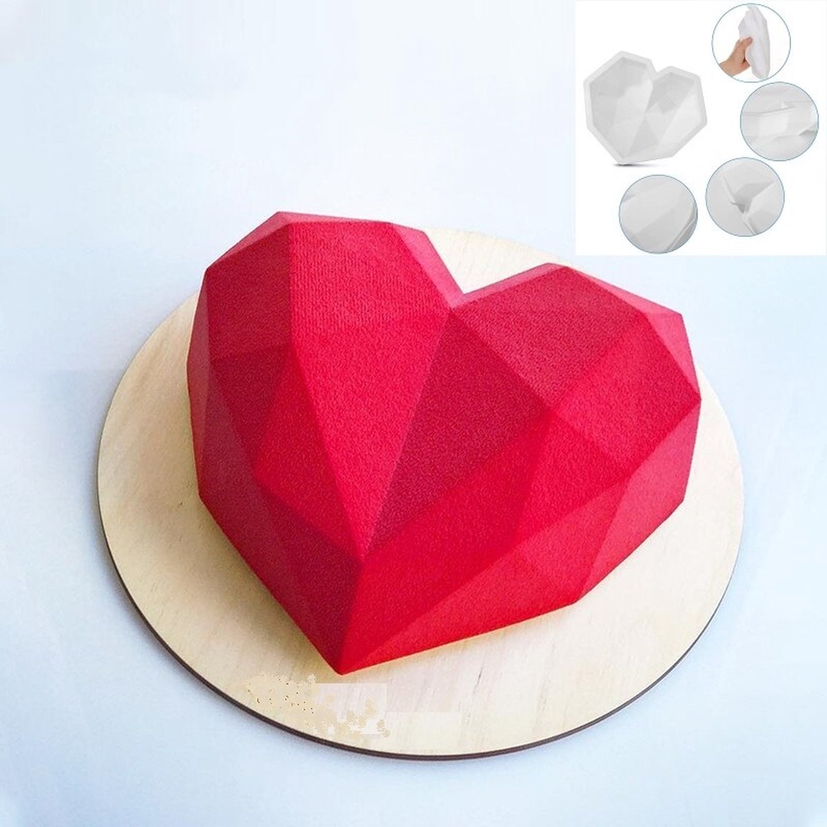 BaykaDecor - Cakevorm Diamanten Hart - Bakvorm - Siliconen Mal - Keukenaccessoire - DIY - Geo Heart - 20x22CM - Bakken - Liefde