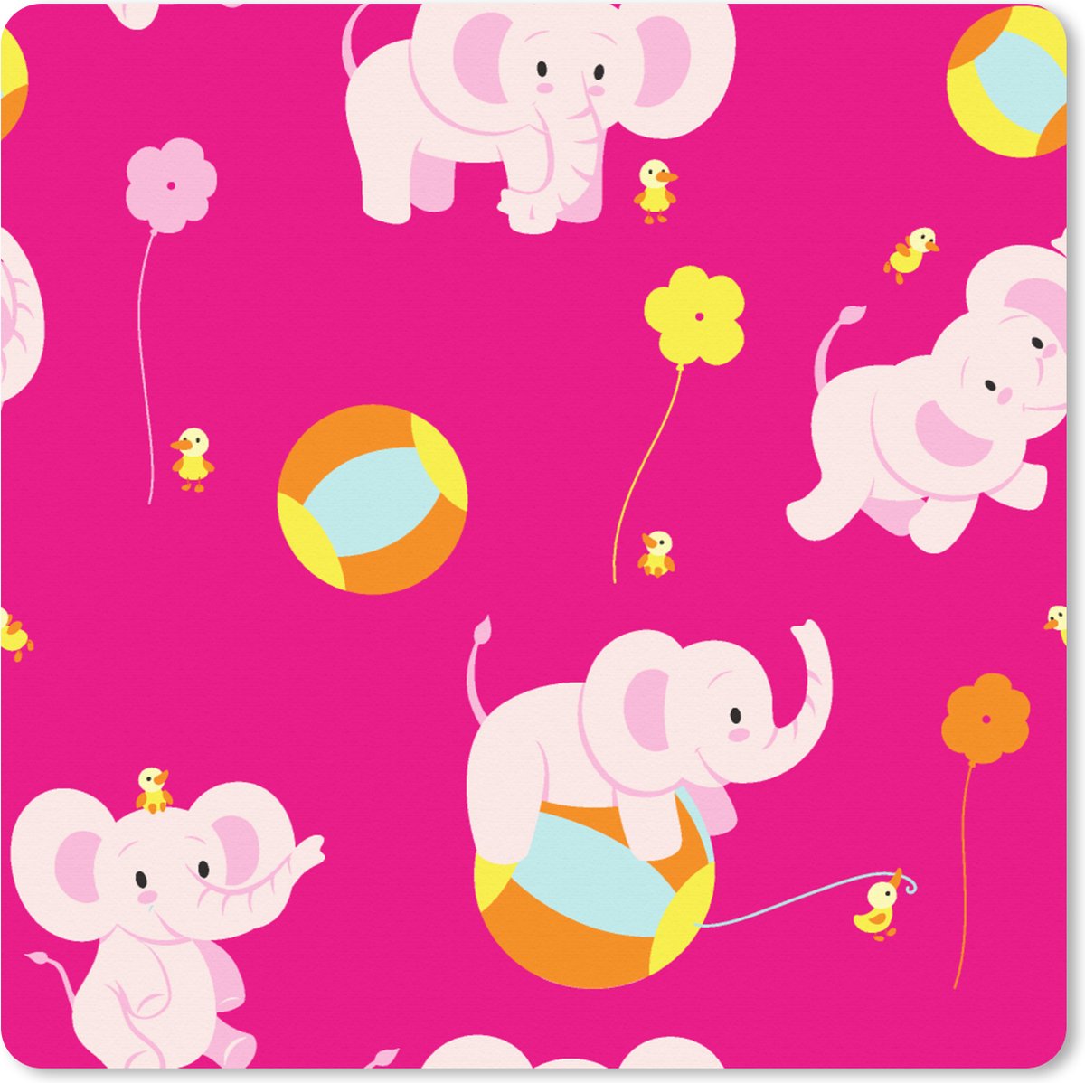 Muismat XXL 50x50 cm - Bureau onderlegger - Bureau mat Olifant - Bloemen - Patronen - Bureaumat - Gaming mousepad xl - Bureaulegger groot - Computer deskmat