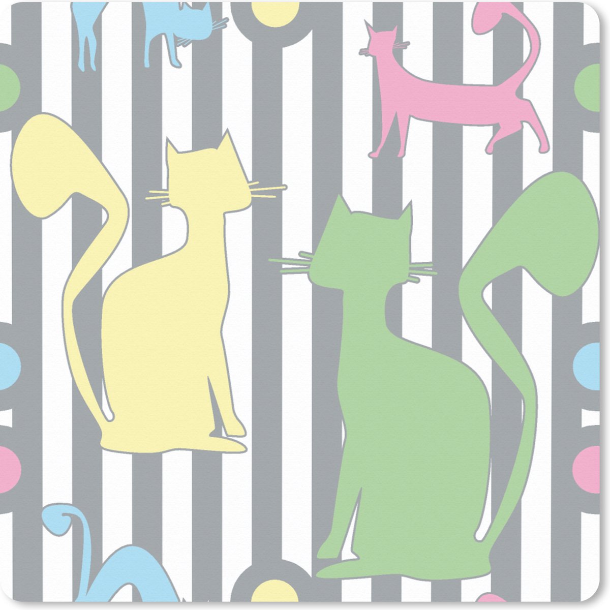 Muismat XXL 60x60 cm - Bureau onderlegger - Bureau mat Katten - Pastel - Dieren - Bureaumat - Gaming mousepad xl - Bureaulegger groot - Computer deskmat