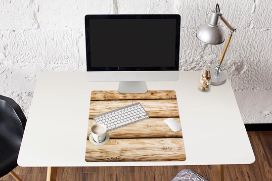 Tapis de souris XXL - Sous-main - Tapis de bureau - Vintage - Bois - Etagère - Design - 60x60 cm - Tapis de souris XXL