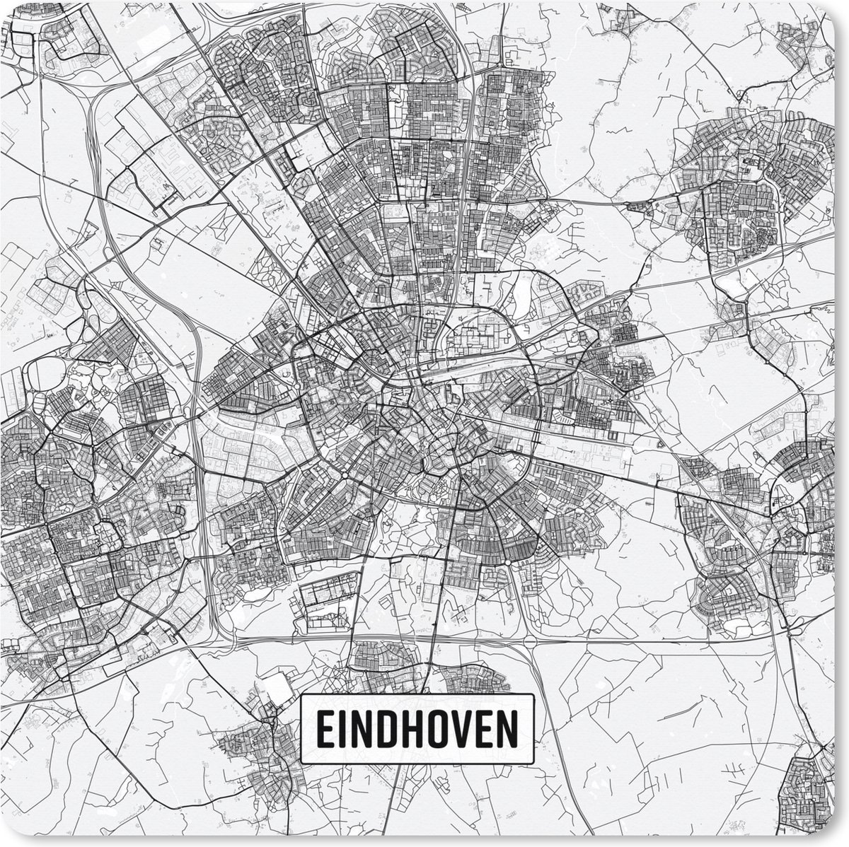 Muismat XXL 80x80 cm - Bureau onderlegger - Bureau mat Stadskaart Eindhoven - Bureaumat - Gaming mousepad xl - Bureaulegger groot - Computer deskmat