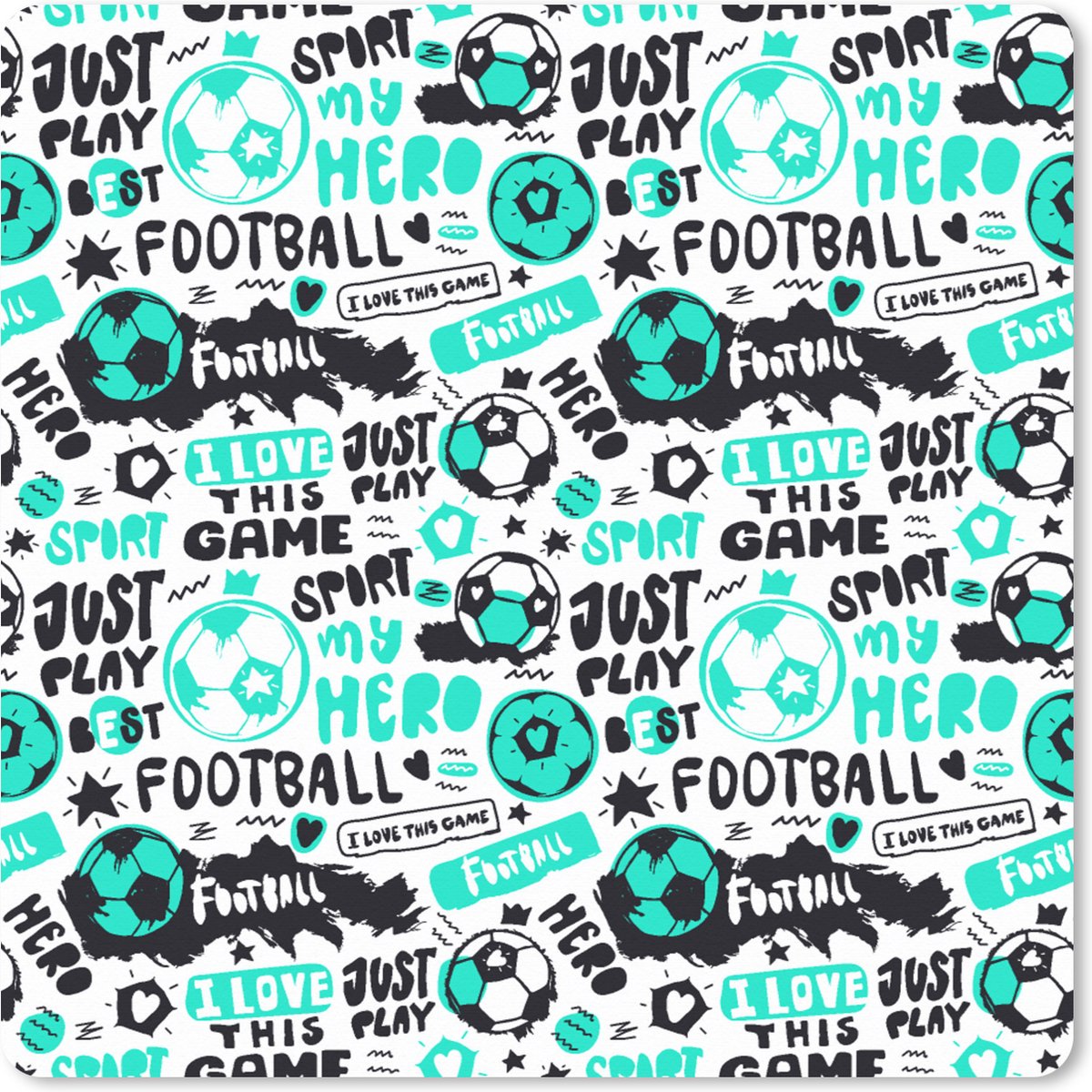 Muismat XXL 80x80 cm - Bureau onderlegger - Bureau mat Patronen - Voetbal - Sport - Jongens - Kinderen - Kids - Bureaumat - Gaming mousepad xl - Bureaulegger groot - Computer deskmat