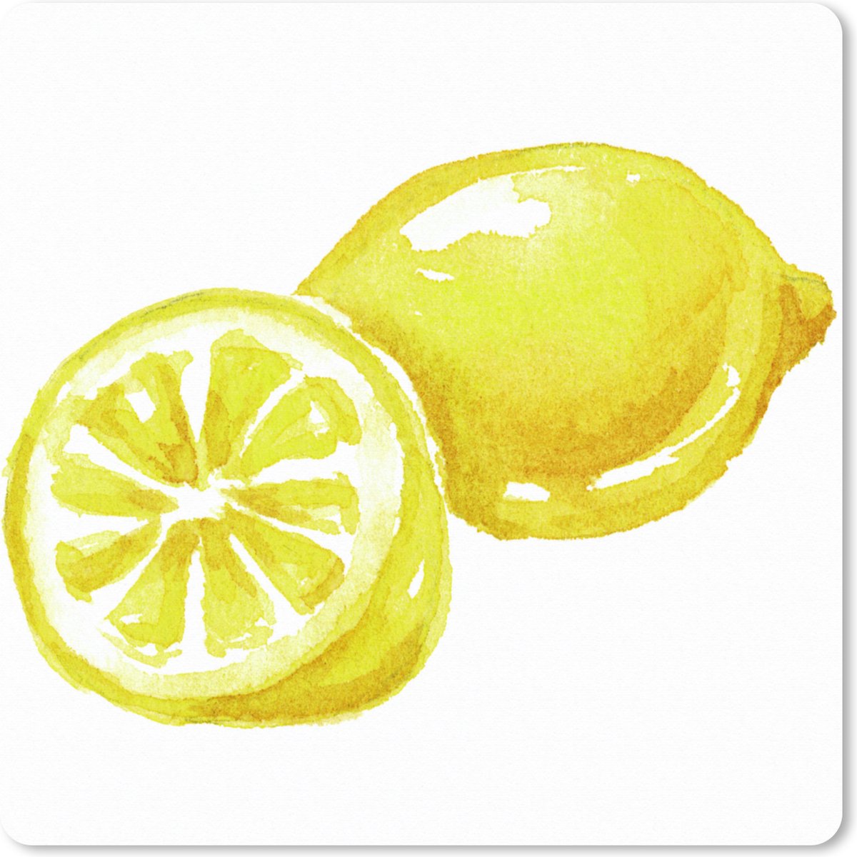 Muismat XXL 50x50 cm - Bureau onderlegger - Bureau mat Aquarel - Citroen - Fruit - Bureaumat - Gaming mousepad xl - Bureaulegger groot - Computer deskmat