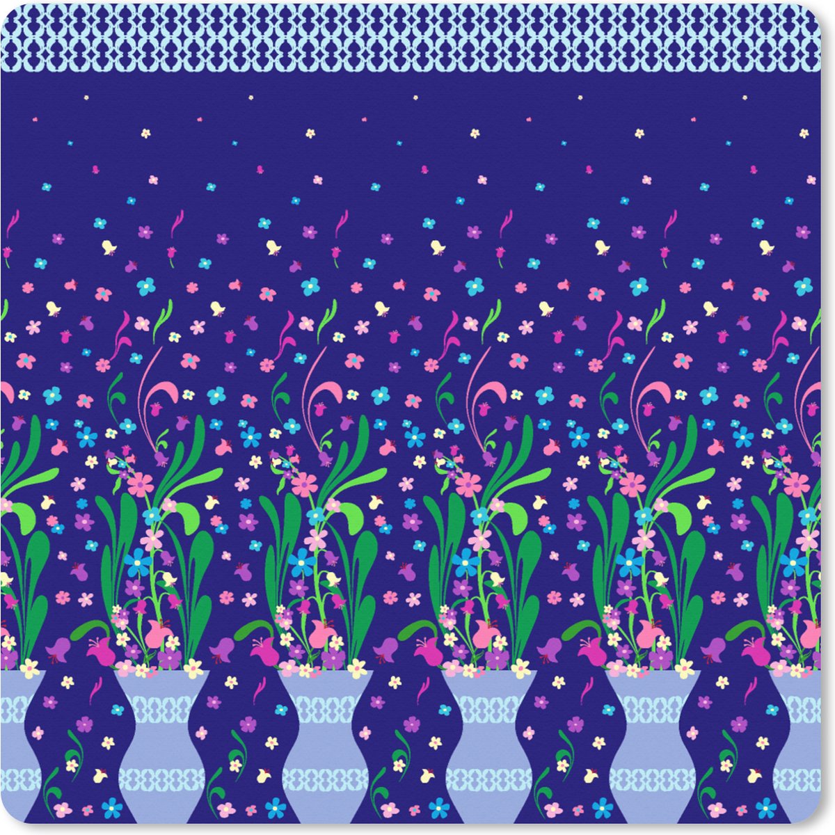 Muismat XXL 80x80 cm - Bureau onderlegger - Bureau mat Bloemen - Patronen - Lente - Bureaumat - Gaming mousepad xl - Bureaulegger groot - Computer deskmat