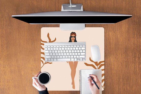 Muismat XXL 60x60 cm - Bureau onderlegger - Bureau mat Zomer - Badpak - Bladeren - Bureaumat - Gaming mousepad xl - Bureaulegger groot - Computer deskmat