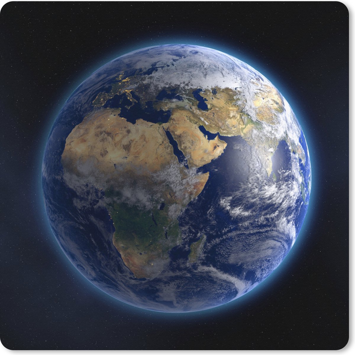 Muismat XXL 80x80 cm - Bureau onderlegger - Bureau mat Aarde - Ruimte - Planeten - Bureaumat - Gaming mousepad xl - Bureaulegger groot - Computer deskmat