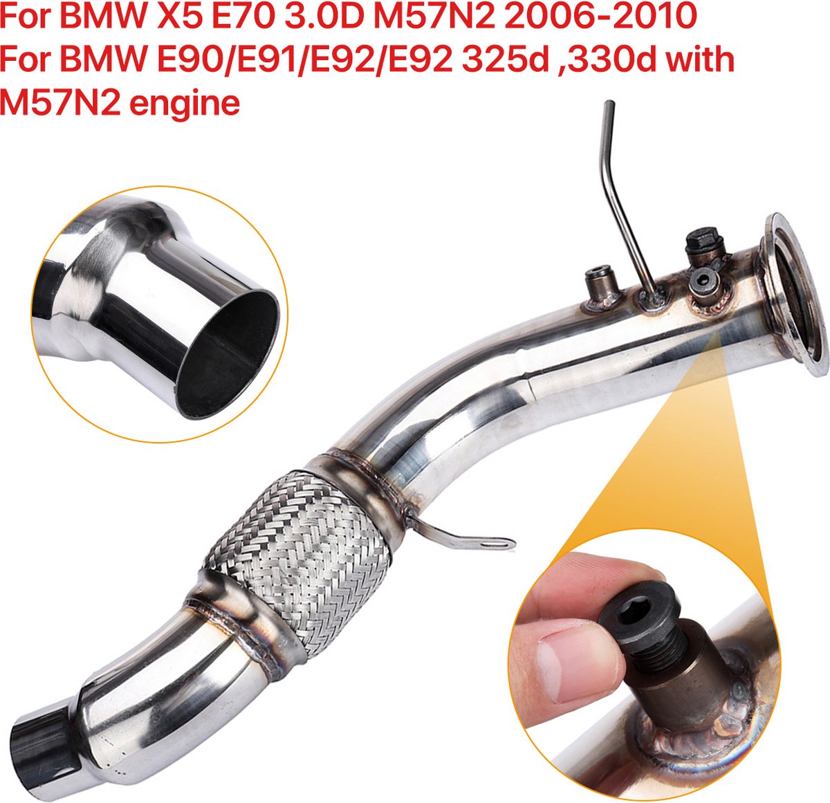 Caberre Downpipe - Uitlaatpijpen - voor BMW 3 serie E90/E91/E92/E92 325d -  voor BMW X5 E70 3.0D M57N2