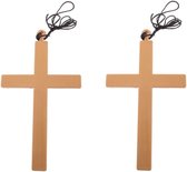 2x stuks verkleed artikel nonnen/priester/monniken/dominee ketting met groot kruis 23 cm