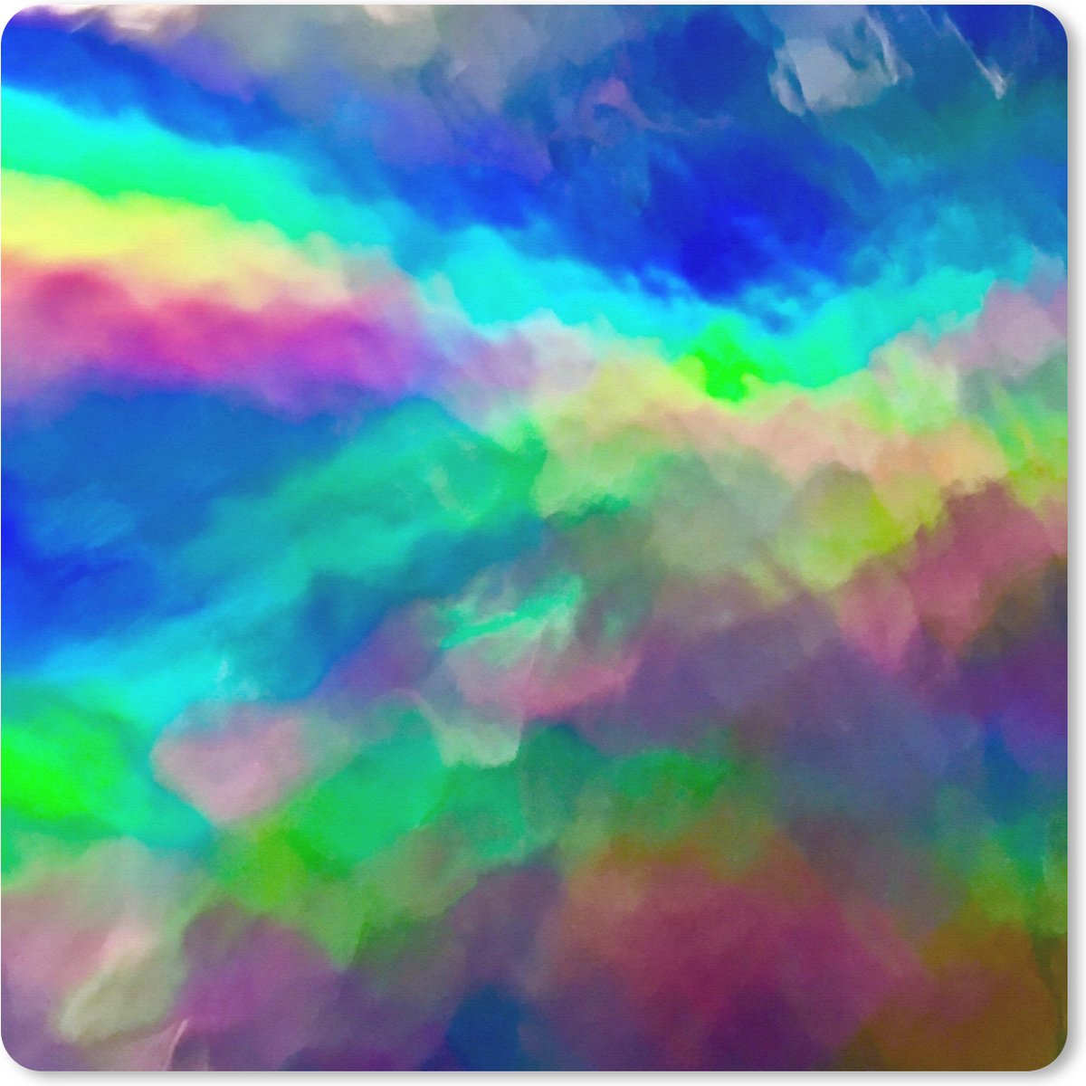 Muismat XXL 60x60 cm - Bureau onderlegger - Bureau mat Waterverf - Kunst - Psychedelisch - Bureaumat - Gaming mousepad xl - Bureaulegger groot - Computer deskmat