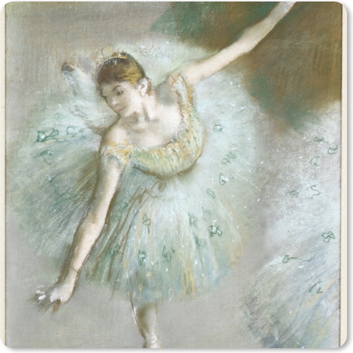 Muismat XXL 80x80 cm - Bureau onderlegger - Bureau mat Dancer in Green - Schilderij van Edgar Degas - Bureaumat - Gaming mousepad xl - Bureaulegger groot - Computer deskmat