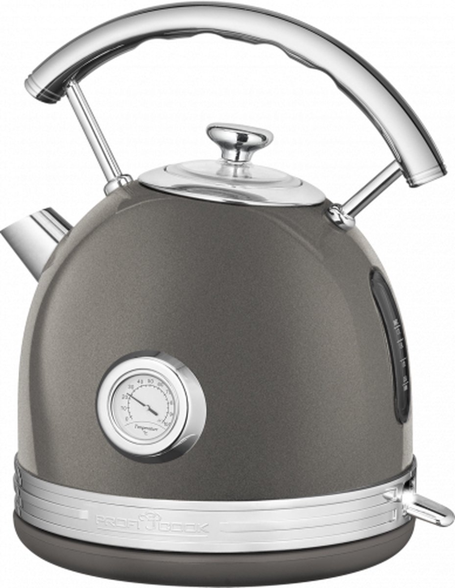 ProfiCook WKS 1192 - Vintage Retro waterkoker -Antraciet, Zilver - 1.7L - 2200 W