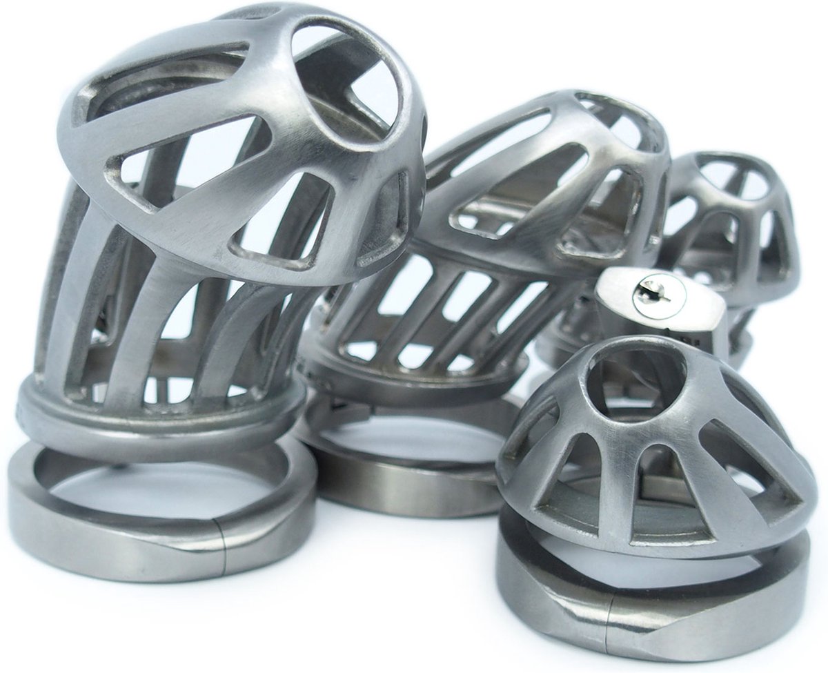 Goedkoopste BON4Max Kuisheidskooi Pakket RVS Penis Kooien in Staal Pikkooi Complete Male Chastity Package 4 different sizes of Cock Cages in Stainless Steel