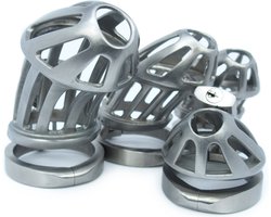 BON4Max Kuisheidskooi Pakket RVS Penis Kooien in Staal Pikkooi Complete Male Chastity Package 4 different sizes of Cock Cages in Stainless Steel