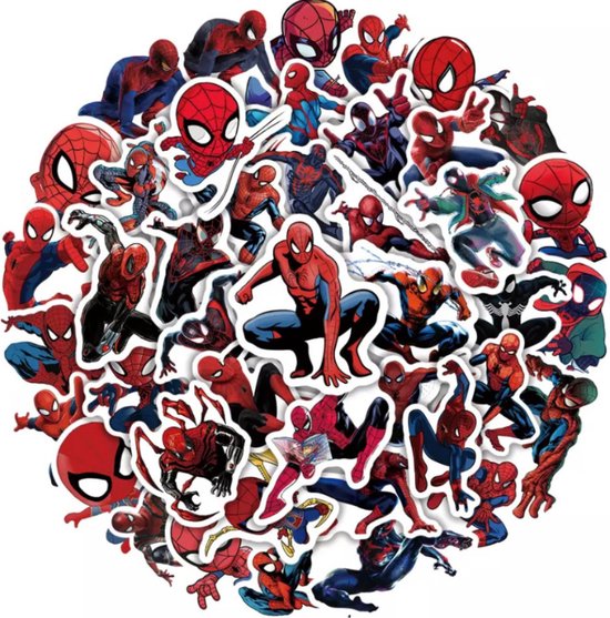 Spiderman Stickers 50 Unieke Stuks - Luxe Stickers - Laptop Stickers - Stickers Kinderen - Stickers Volwassenen - Marvel Avengers Stickers - Superhelden Stickers - Koffer Stickers - Bullet Journal - Stickers Jongen