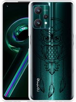 Realme 9 Pro+ Hoesje Dream Owl Mandala Black - Designed by Cazy