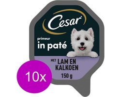 10x Cesar Classic Kuipje Paté Lam & Kalkoen - Hondenvoeding - 150g