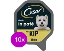 10x Cesar Classic Kuipje Paté Kip - Hondenvoeding - 150g