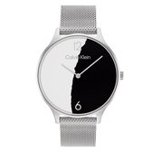 Calvin Klein CK25200007 Dames Horloge - Mineraalglas - Roestvrijstaal - Zilver - 38 mm breed - Quartz - Druksluiting - 3 ATM (spatwater)
