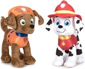 Jeu Paw Patrol jouet en peluche de 2x personnages Zuma et Marshall 27 cm - cadeau chiens speelgoed Kinder