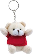 5x Pluche teddybeer knuffels sleutelhangers rood 8 cm - Beren dieren sleutelhangers - Speelgoed voor kinderen
