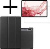 Hoesje Geschikt voor Samsung Galaxy Tab S8 Ultra Hoesje Case Hard Cover Hoes Book Case Met Screenprotector - Zwart.