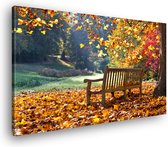 Canvas Schilderij Herfst Bos Bladeren | 30 x 20 cm | Wanddecoratie