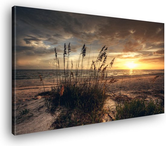 Tableau sur toile Sunset Beach Dunes | 60 x 40 cm | Décoration murale