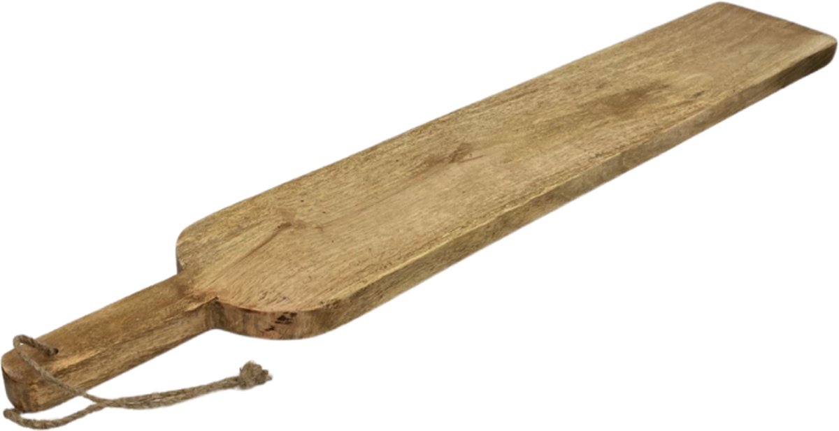 Langwerpige eiken houten serveerplank - 76 cm van Naturn Living | tapasplank | borrelplank | borrelpakket rechthoekig | snijplank hout | Beuken hout | serveerplank met handvat | Bruin