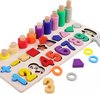 Afbeelding van het spelletje Montessori Educatief Houten Leerspel - Leren Tellen, Vormen herkennen, Nummers herkennen - Mooie kleuren