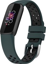 By Qubix - Geschikt voor fitbit luxe bandje - Siliconen sportbandje - Maat: Large - Donkergroen + zwart Smartwatchbandje horlogeband polsband Armband