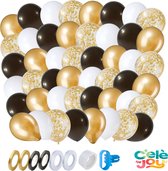 Celejoy - Goud, Zwart & Witte Ballonnen - Feestpakket - Ballon pakket 60 stuks