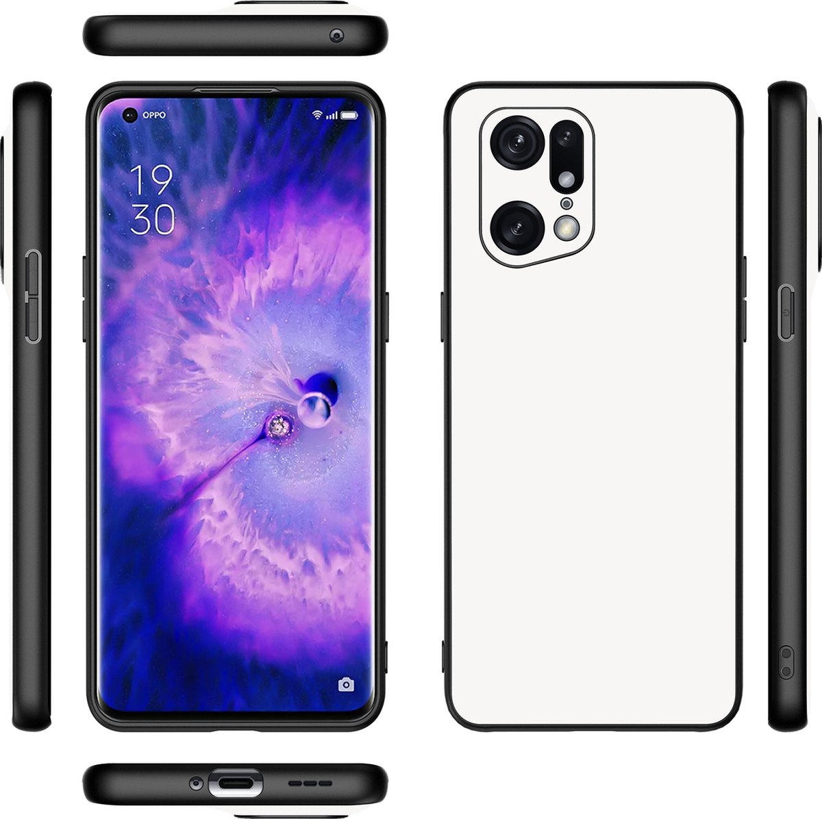 Back Cover OPPO Find X5 Pro Hoesje Zwart/Wit