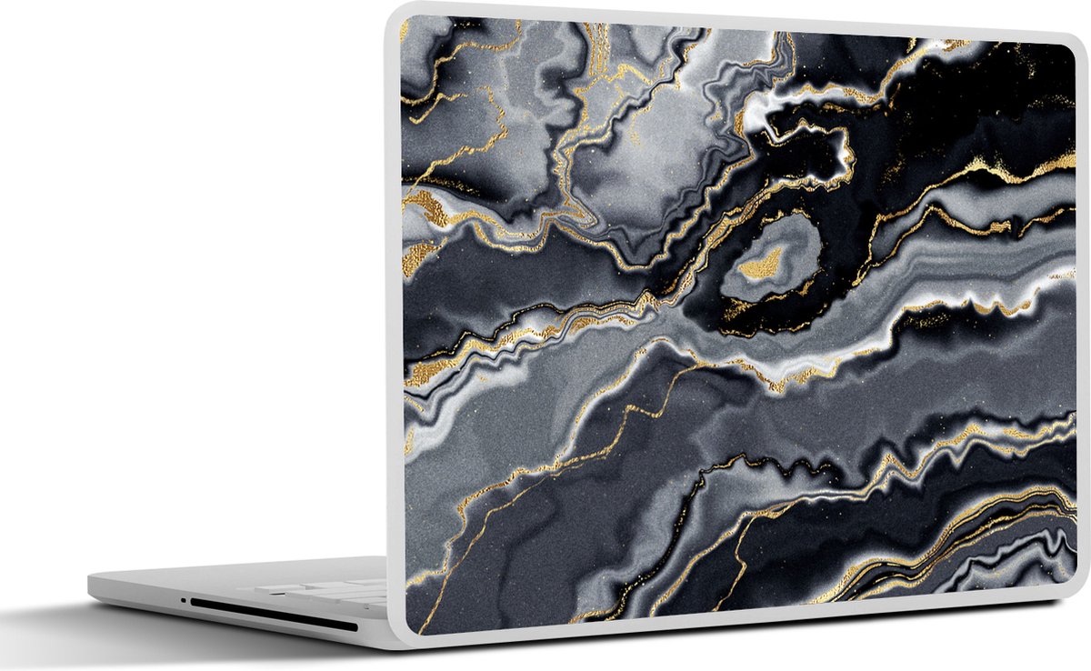 Laptop sticker - 13.3 inch - Glitter - Goud - Marmer print - Agaat - Geode - 31x22,5cm - Laptopstickers - Laptop skin - Cover