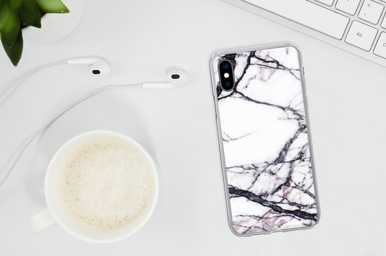 Étui iPhone Xs Max - Marbre - Wit - Pierre - Étui de téléphone en Siliconen