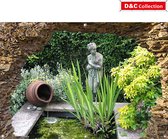 D&C Collection - poster de jardin - 130x95 cm - transparent - Bassin troué dans la roche - avec statue et pichet d'eau - poster de clôture - poster mural - toile de jardin - poster de balcon