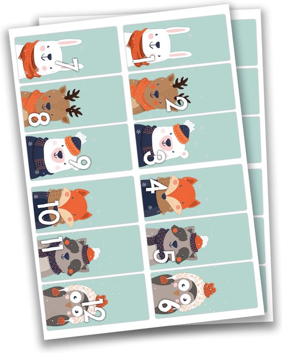 Foto: Stickers adventskalender dieren kerst