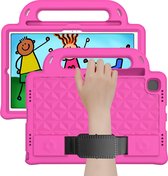Tablet hoes geschikt voor Huawei MatePad 10.4 (2022/2020) - Schokbestendige case met handvaten - Diamond Kids Cover met schouderriem - Magenta