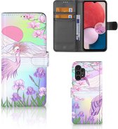 Wallet Bookcase Geschikt voor Samsung Galaxy A13 (4G) Telefoonhoesje Vogel