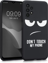 kwmobile telefoonhoesje geschikt voor Samsung Galaxy A13 4G - Hoesje voor smartphone in wit / zwart - Backcover van TPU - Don't Touch My Phone design