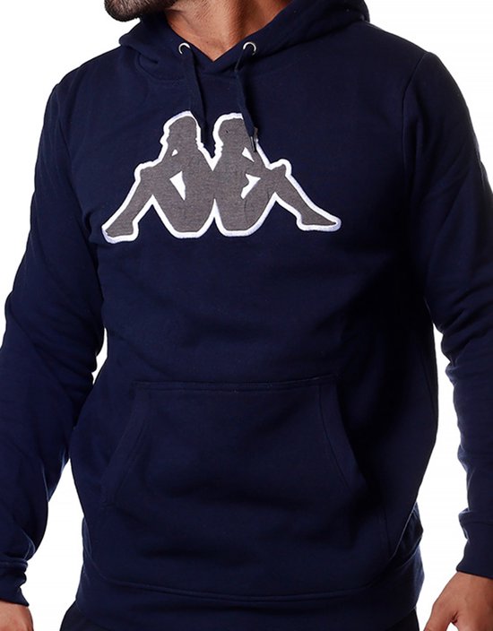 Kappa logo tairiti hooded sweater blue grey md mel wit 303GCJ0922, maat L